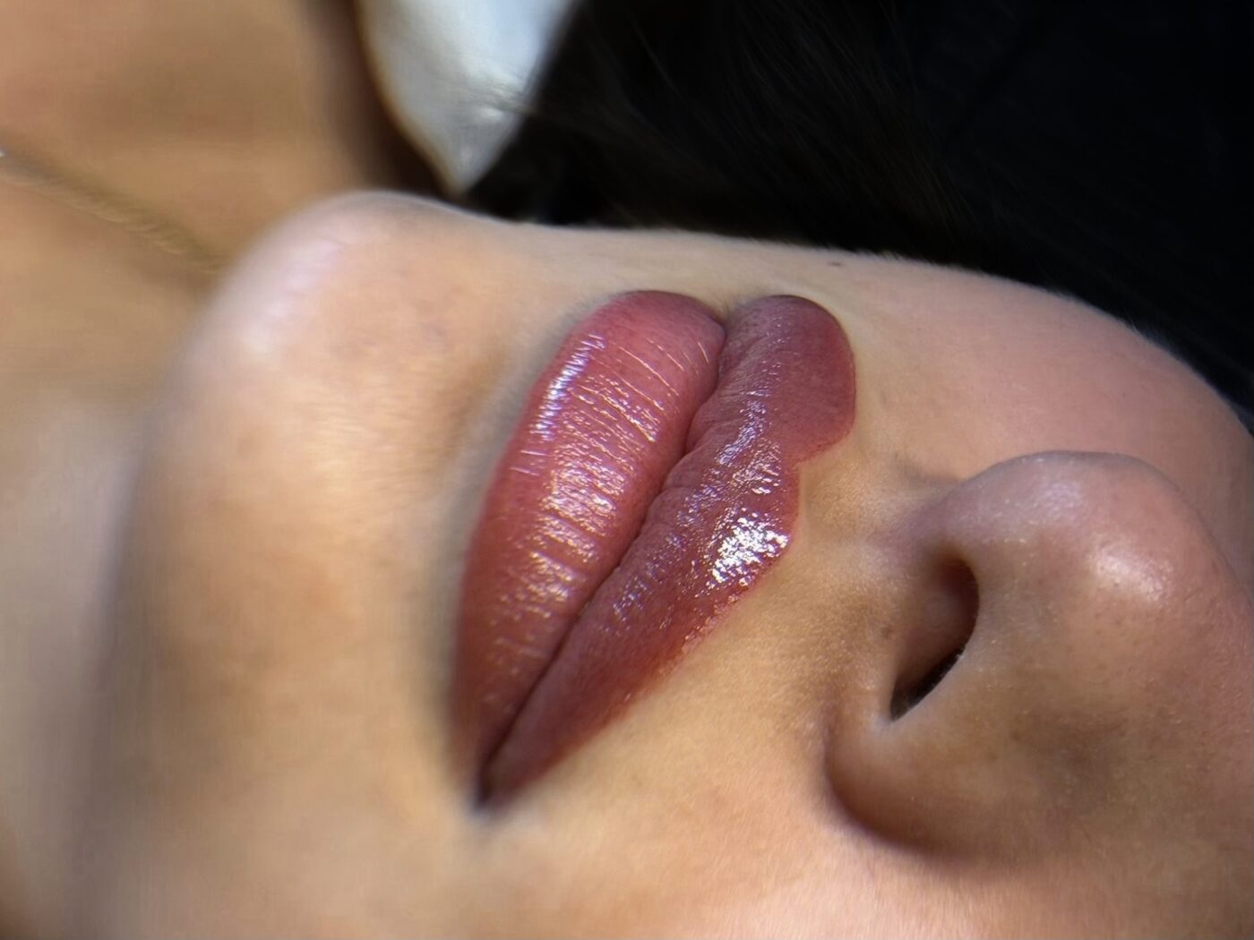 Aquarell Lips Ergebnis, frisch pigmentierte Lippen mit weichem Farbverlauf